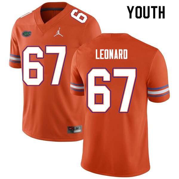 Youth #67 Richie Leonard Florida Gators College Football Jerseys Orange